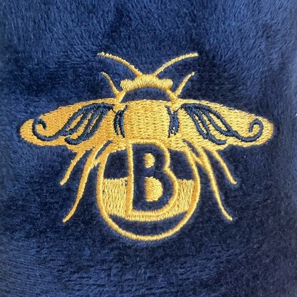 Bridgerton Netflix Enchanting Navy Blue Gold Bee Floral Slippers Size 11 - Picture 4 of 5